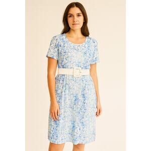 Handmade Blue Floral Midi Dress Women’s Size Large